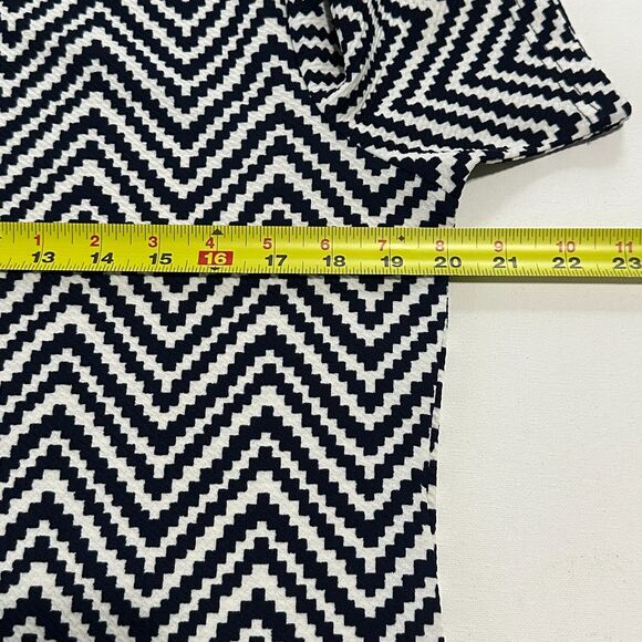 Bellance Womens Dress L Blue White Textured Geometric Short Sleeve Unlined - Picture 4 of 8